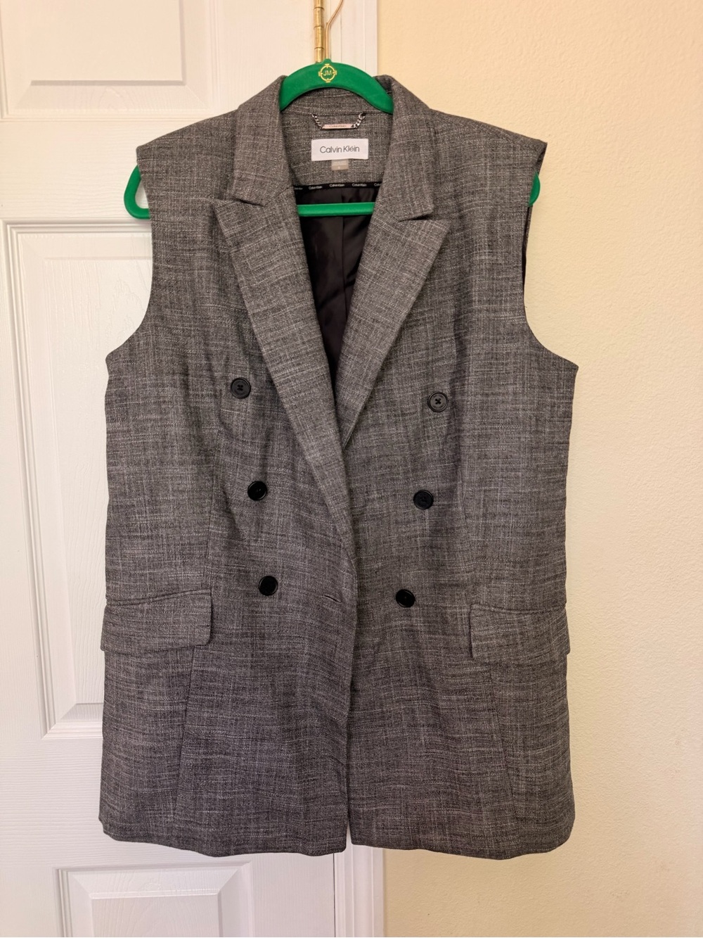 Calvin Klein Gray Sleeveless Double-Breasted Blazer Vest